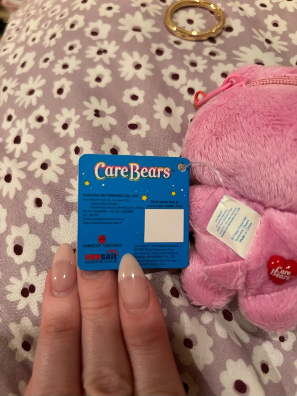 FROM JAPAN Vintage Care Bears Best Friend Bear plush keychain coin purse 2009